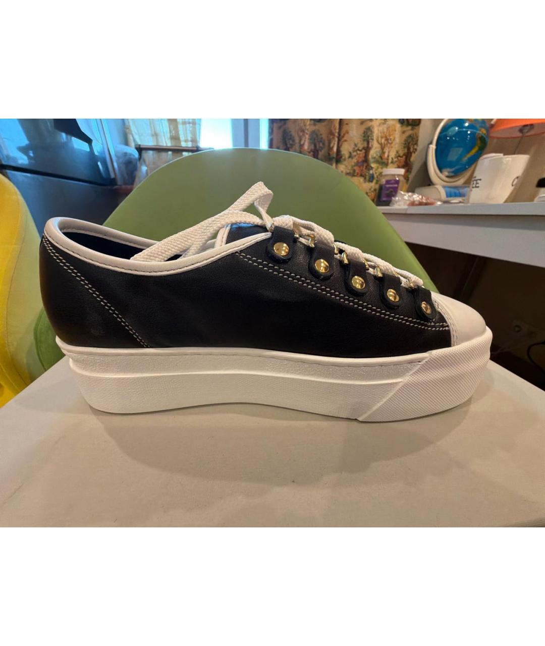 SANTONI Черные кожаные кеды, фото 7