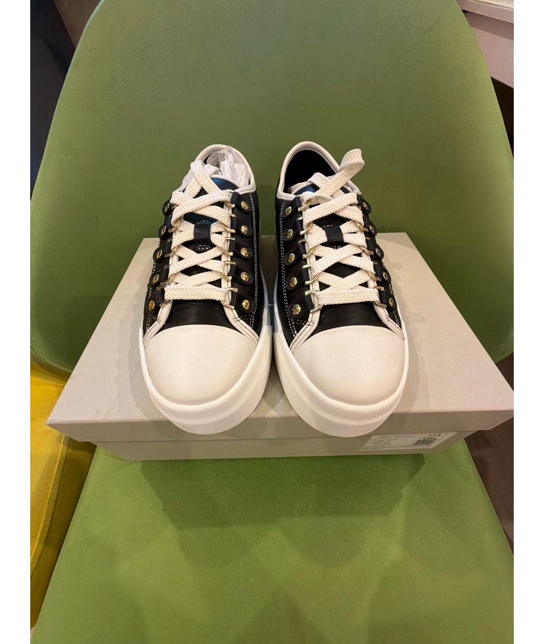 SANTONI Черные кожаные кеды, фото 2