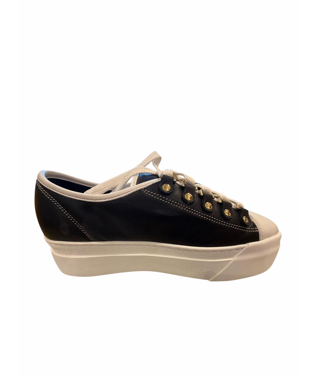 SANTONI Черные кожаные кеды, фото 1