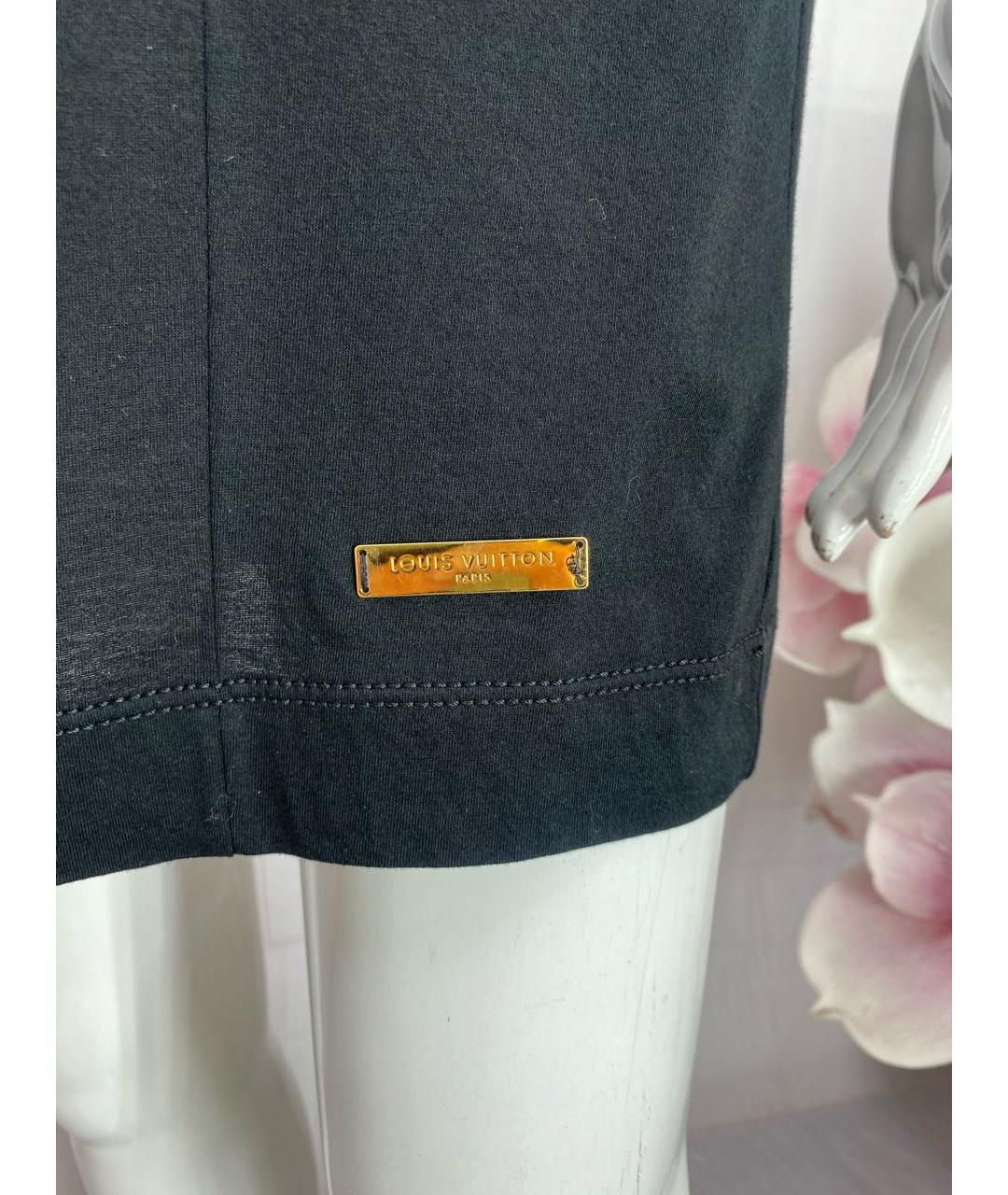 LOUIS VUITTON Черная хлопковая футболка, фото 4