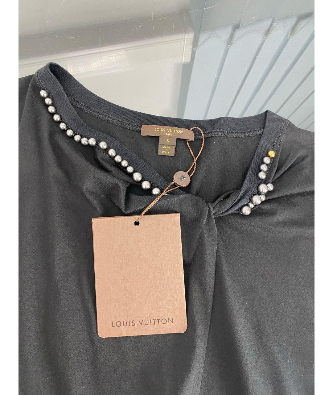 LOUIS VUITTON Черная хлопковая футболка, фото 3