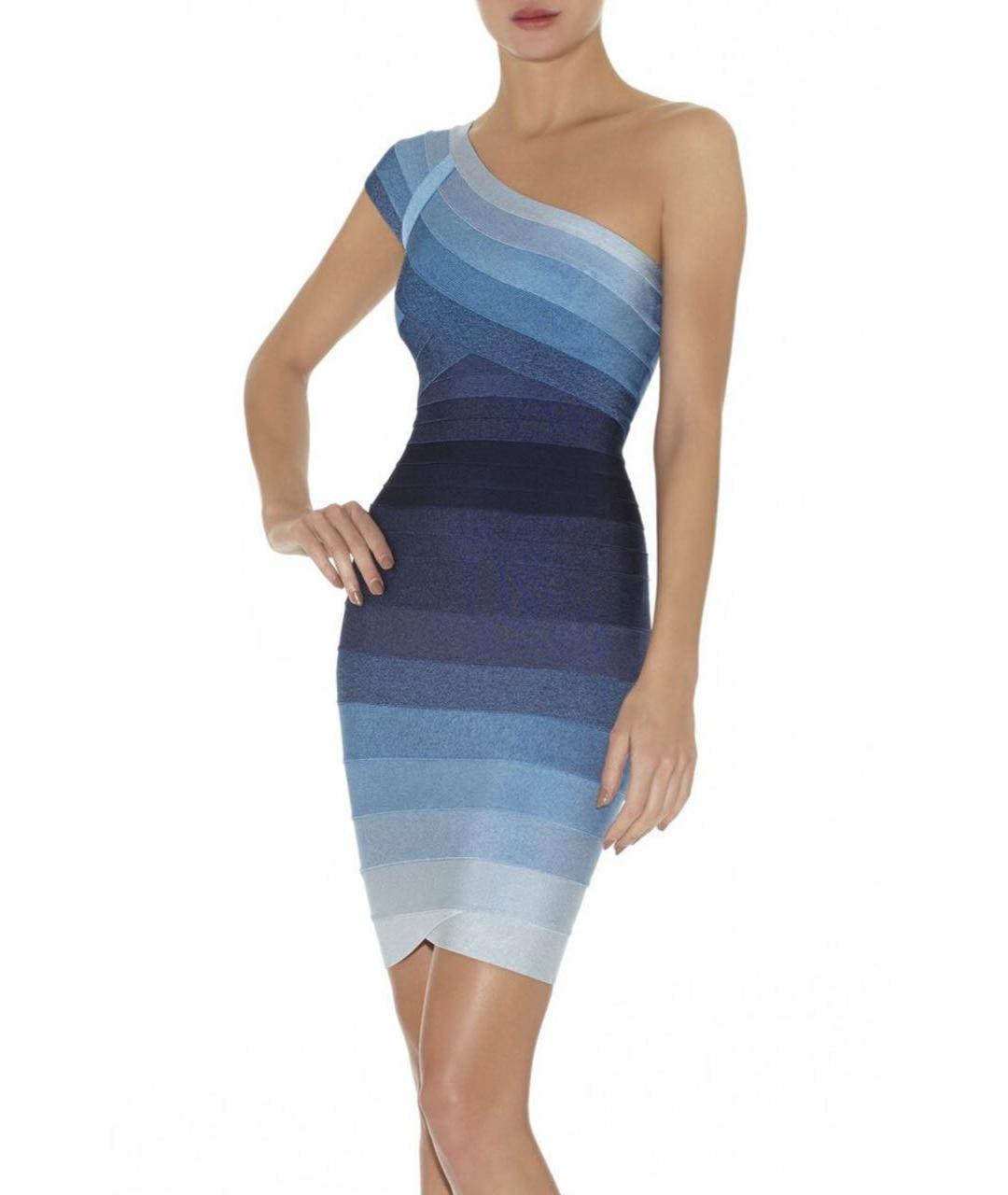 HERVE LEGER Голубое коктейльное платье, фото 2