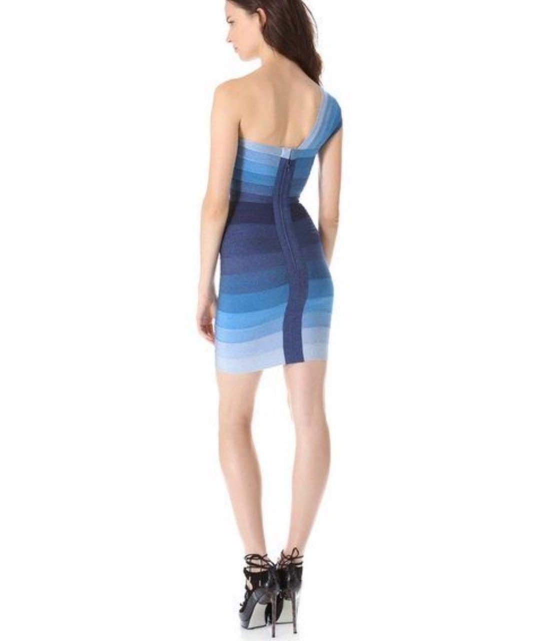 HERVE LEGER Голубое коктейльное платье, фото 3