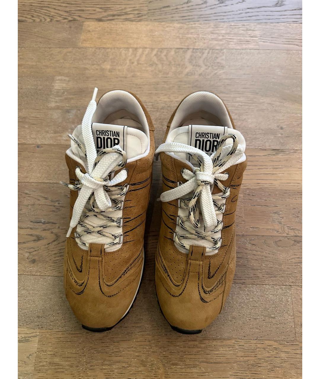 CHRISTIAN DIOR Горчичные замшевые кроссовки, фото 2