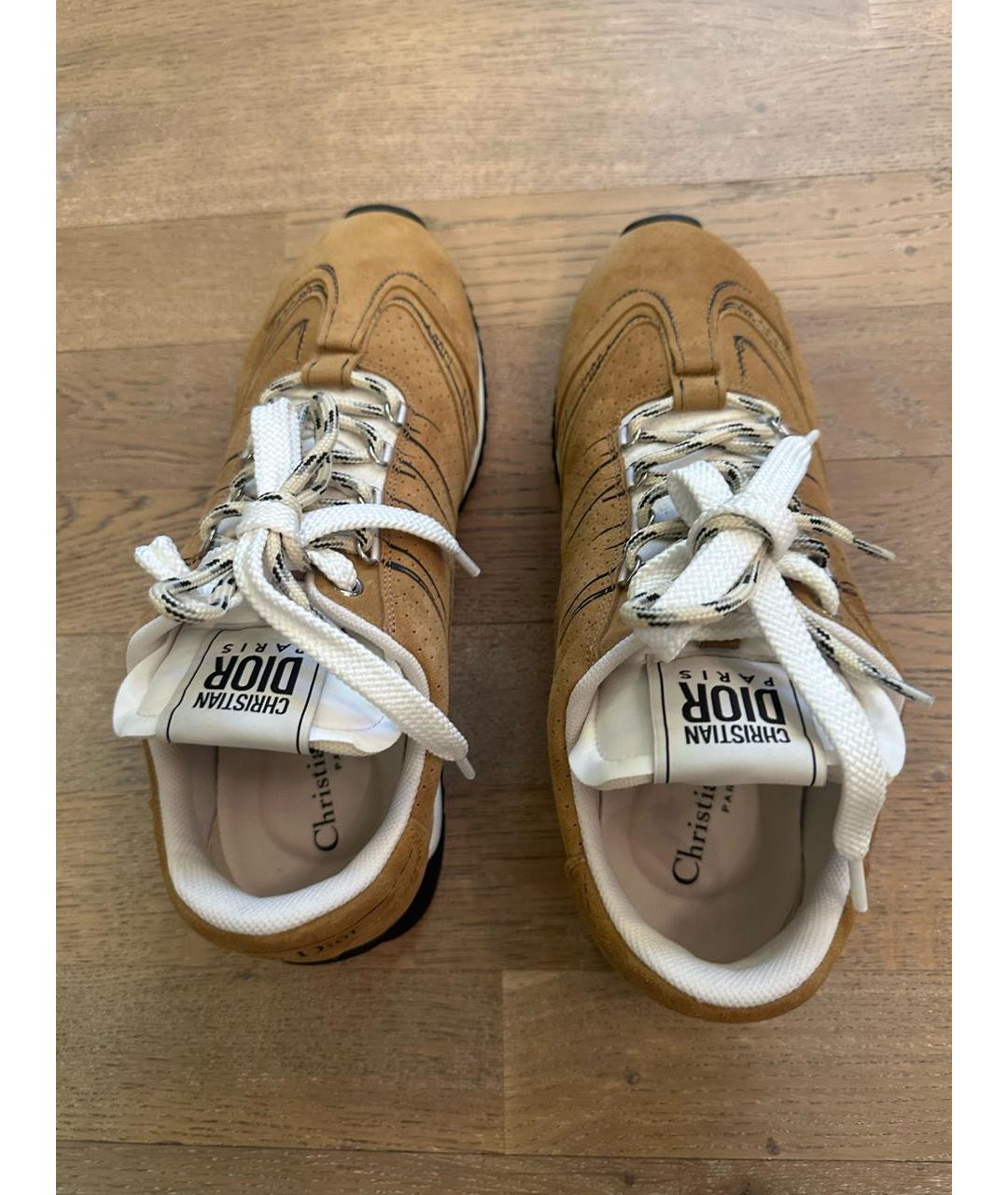 CHRISTIAN DIOR Горчичные замшевые кроссовки, фото 3