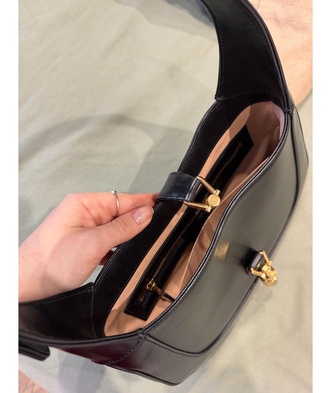 GUCCI Черная кожаная сумка с короткими ручками, фото 4