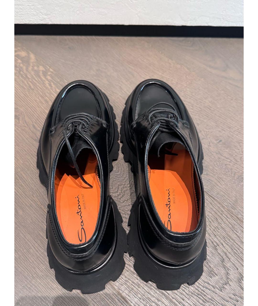 SANTONI Черные кожаные низкие ботинки, фото 3