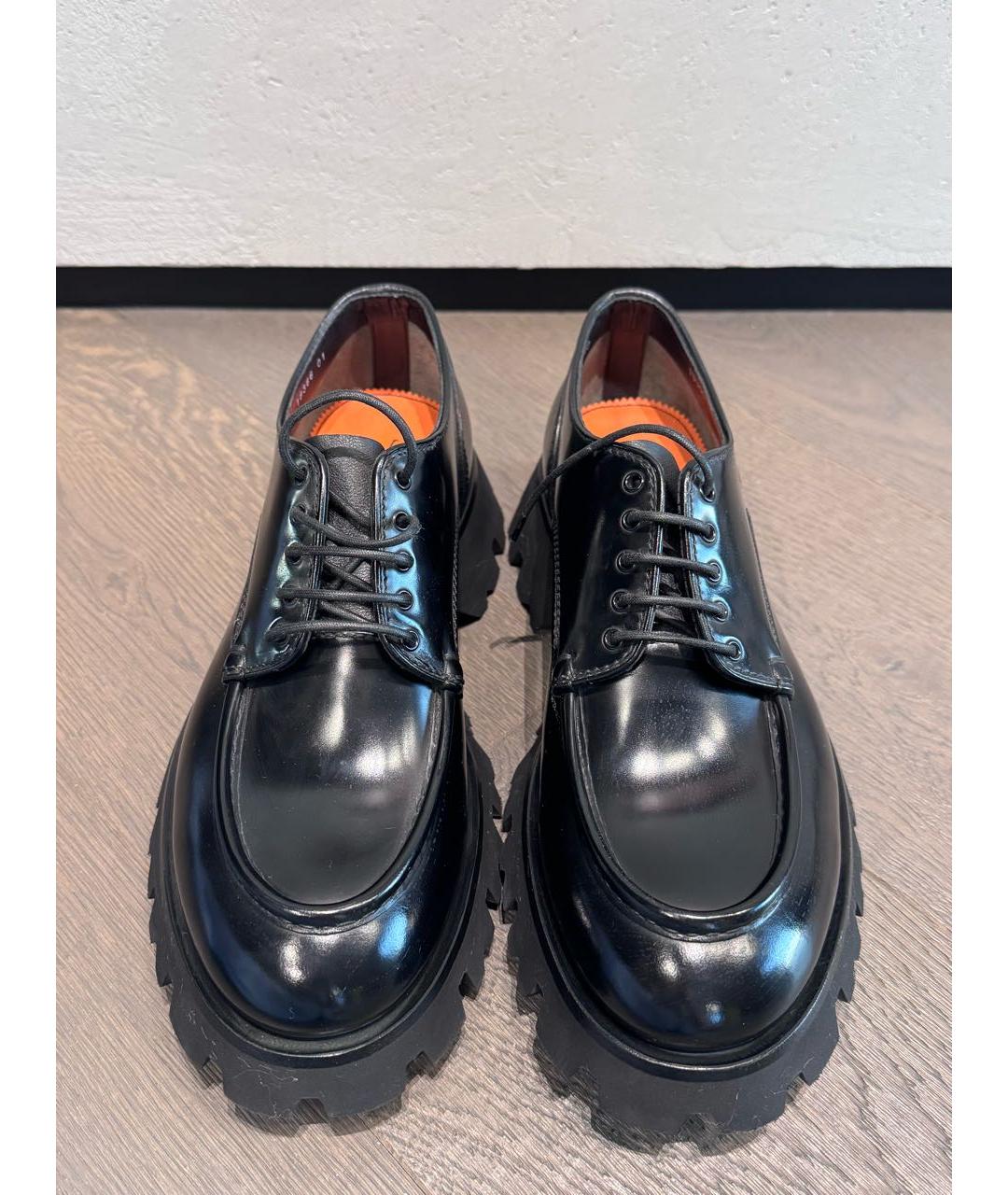 SANTONI Черные кожаные низкие ботинки, фото 2