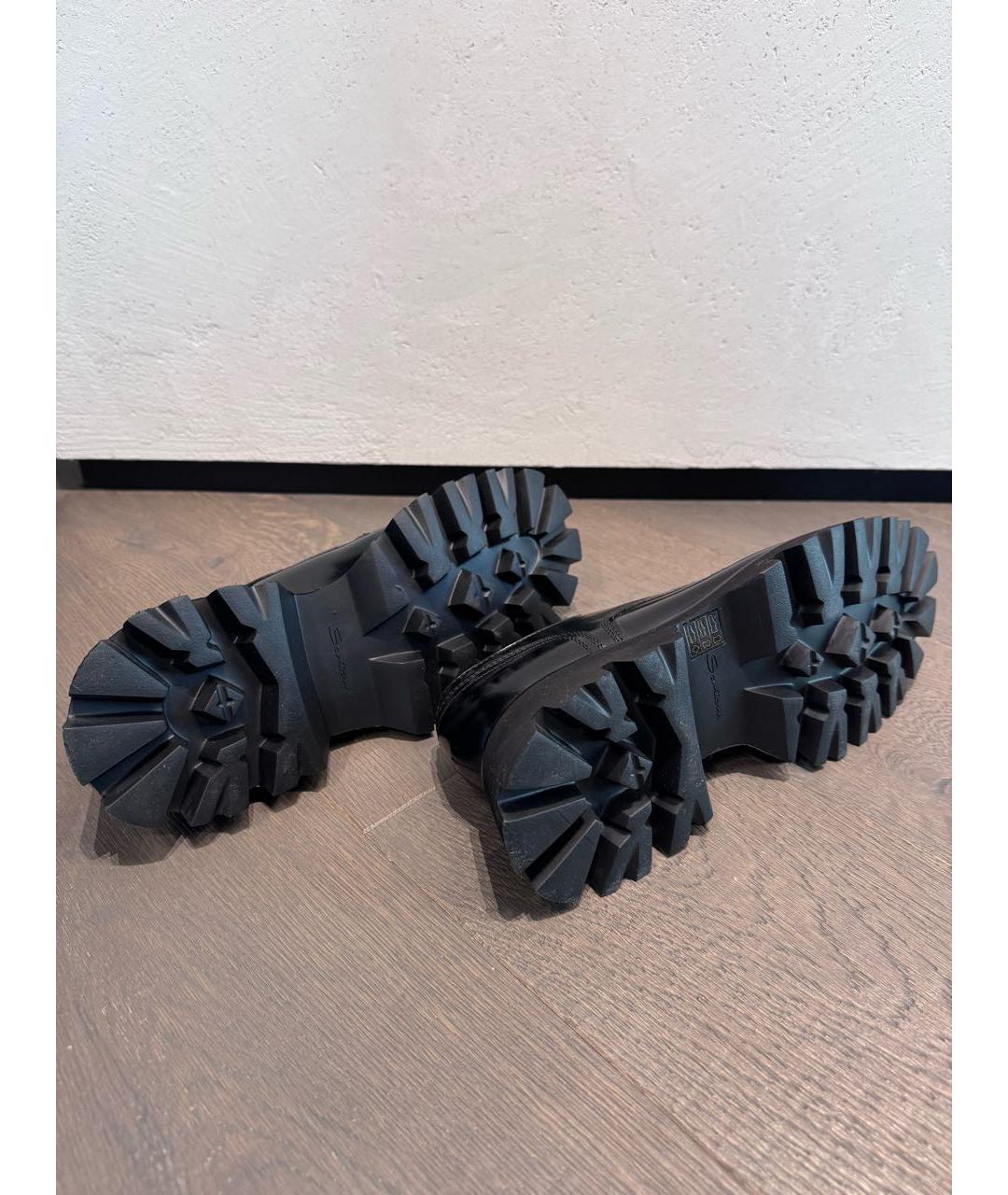 SANTONI Черные кожаные низкие ботинки, фото 5