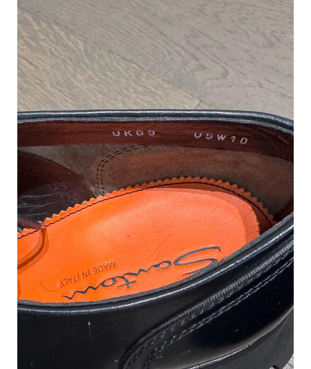 SANTONI Черные кожаные низкие ботинки, фото 6