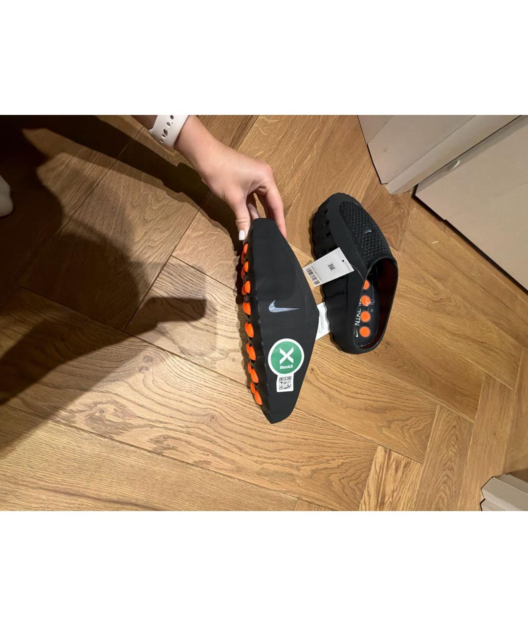 NIKE Черные синтетические сандалии, фото 5