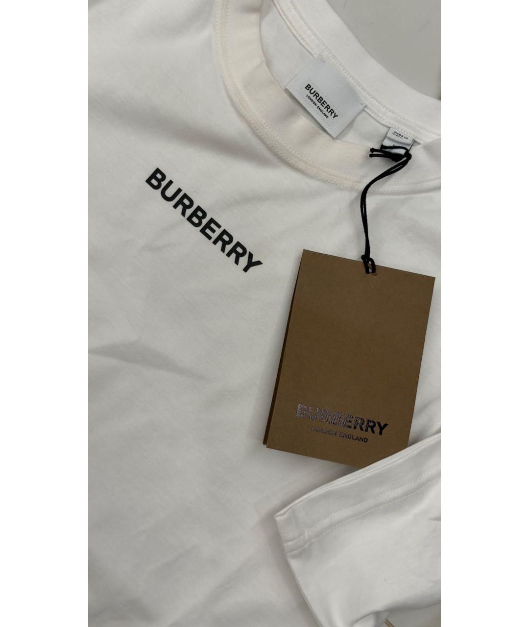 BURBERRY Белая хлопко-эластановая футболка, фото 3
