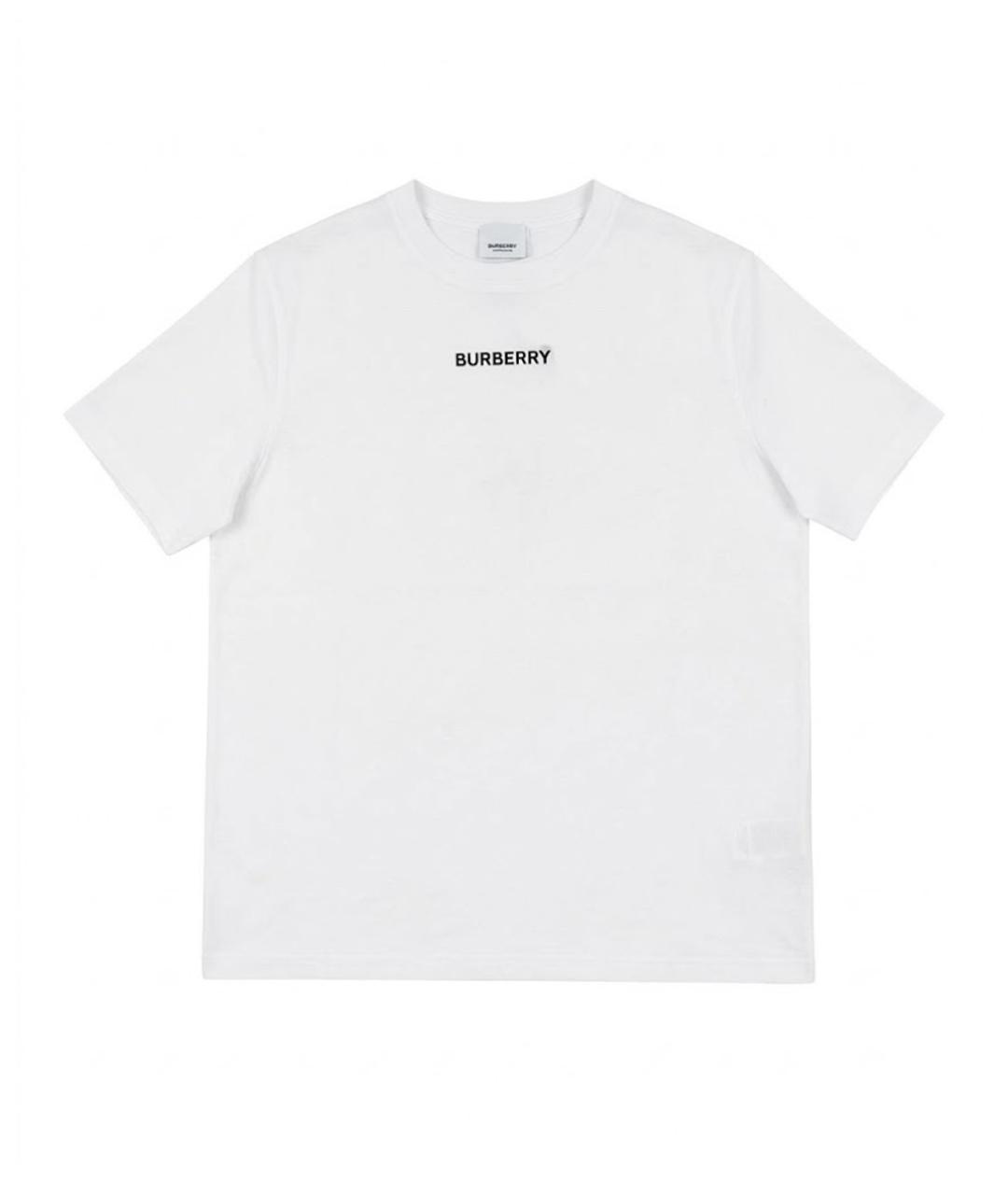 BURBERRY Белая хлопко-эластановая футболка, фото 1