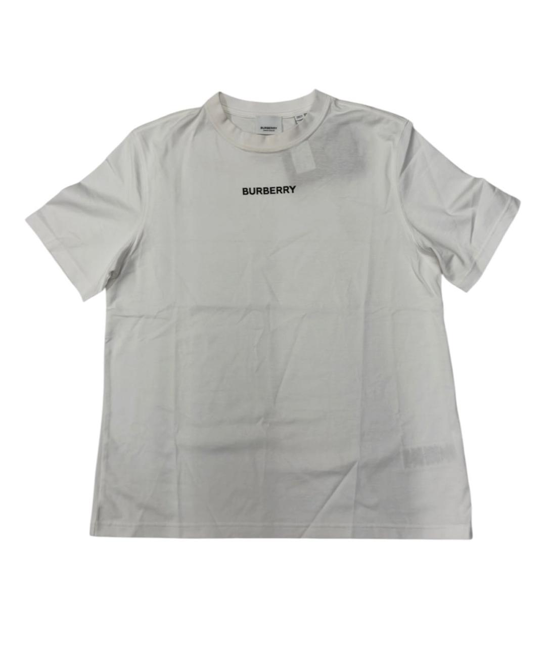 BURBERRY Белая хлопко-эластановая футболка, фото 6
