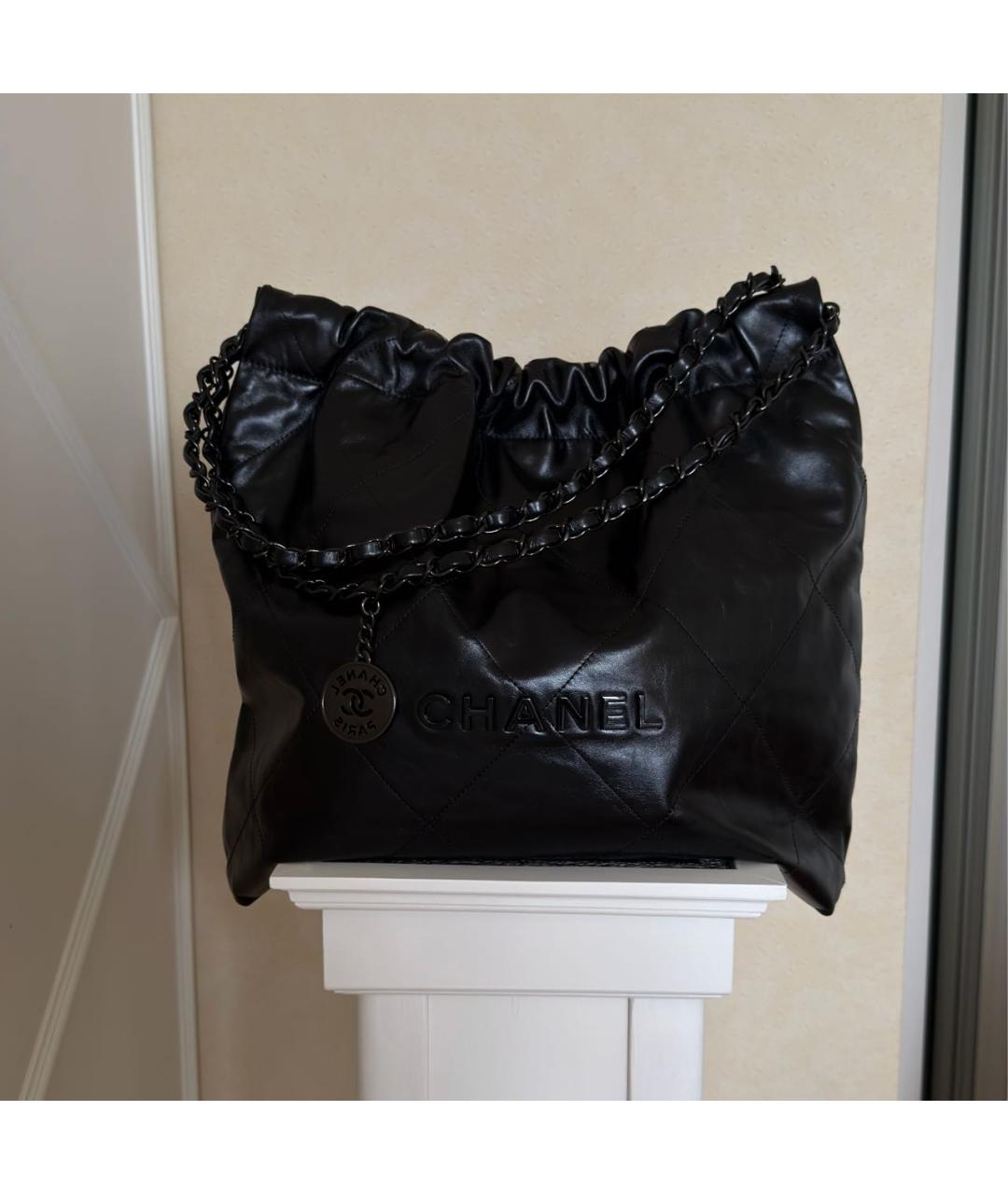 CHANEL Черная кожаная сумка через плечо, фото 5