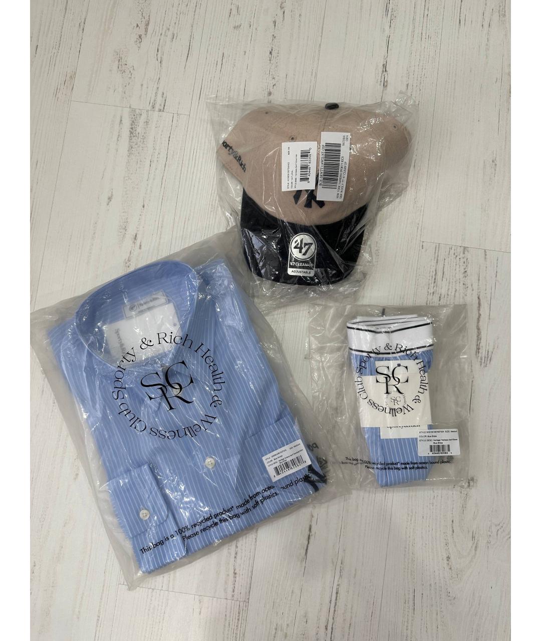 SPORTY AND RICH Синяя хлопковая рубашка, фото 8