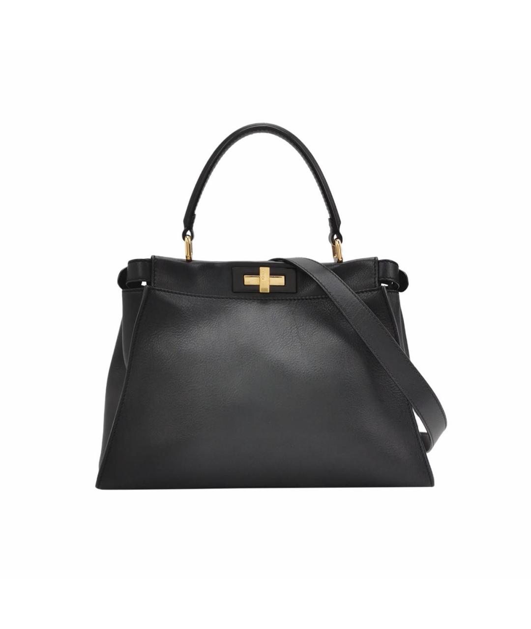 FENDI Черная кожаная сумка тоут, фото 1