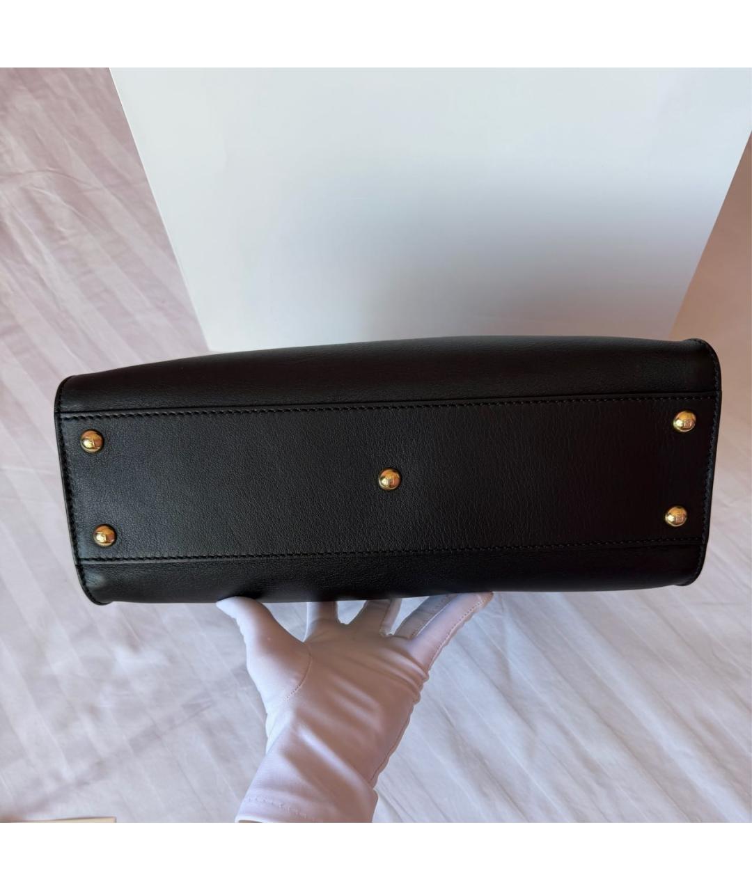 FENDI Черная кожаная сумка тоут, фото 3