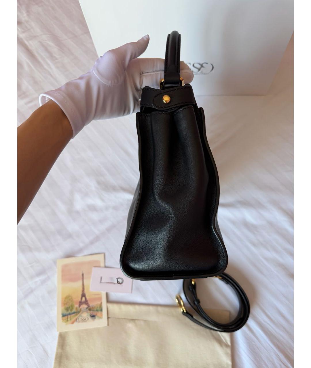 FENDI Черная кожаная сумка тоут, фото 7