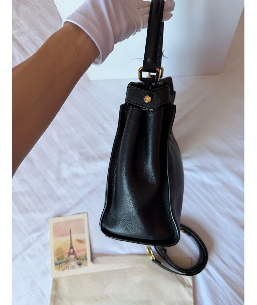 FENDI Черная кожаная сумка тоут, фото 8