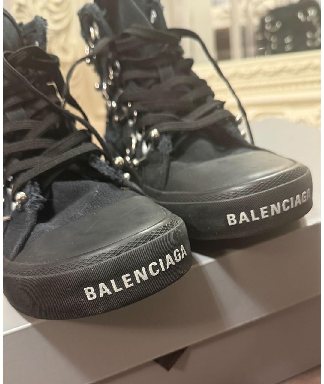 BALENCIAGA Черные текстильные кеды, фото 2