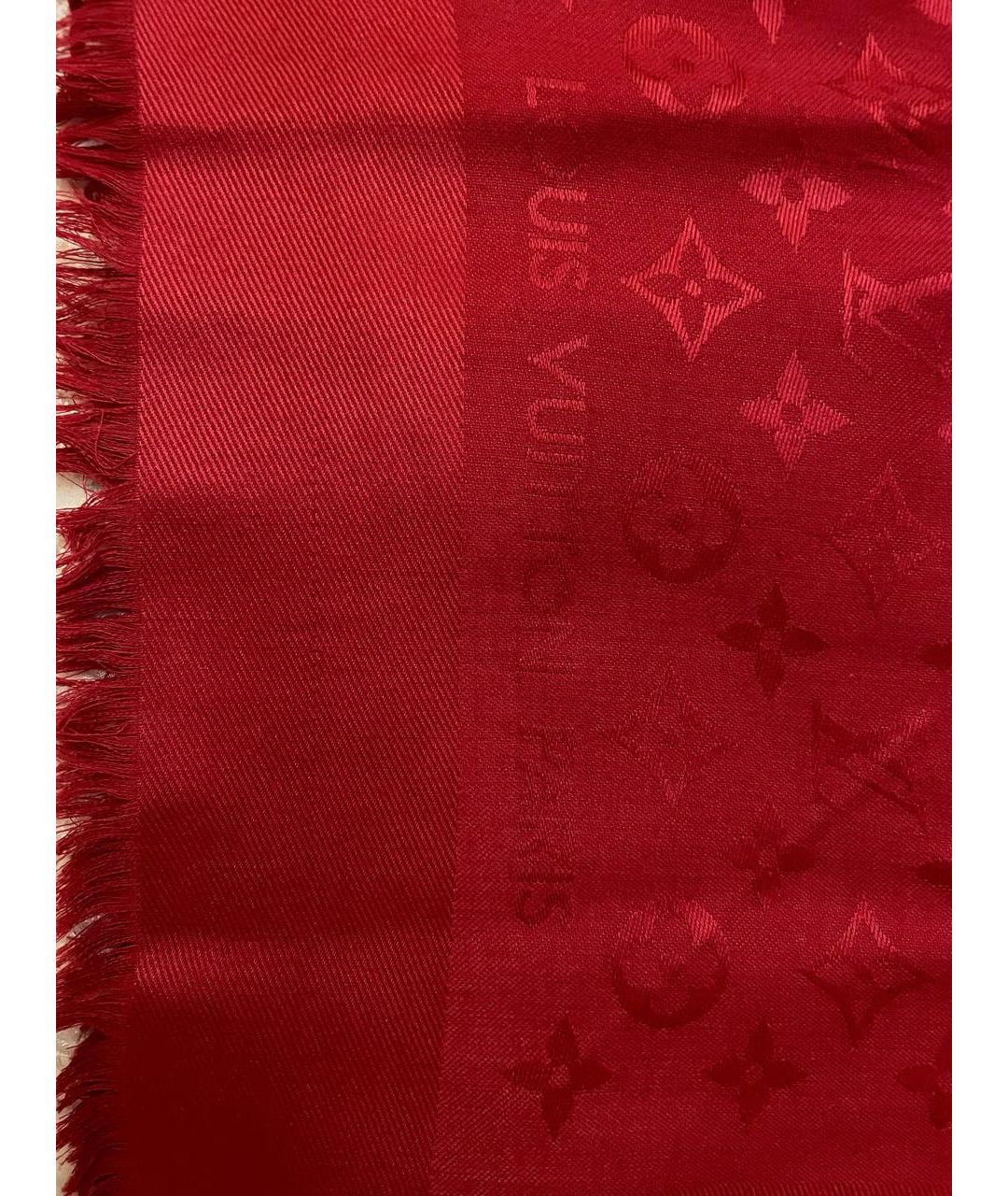 LOUIS VUITTON Бордовый шелковый платок, фото 5