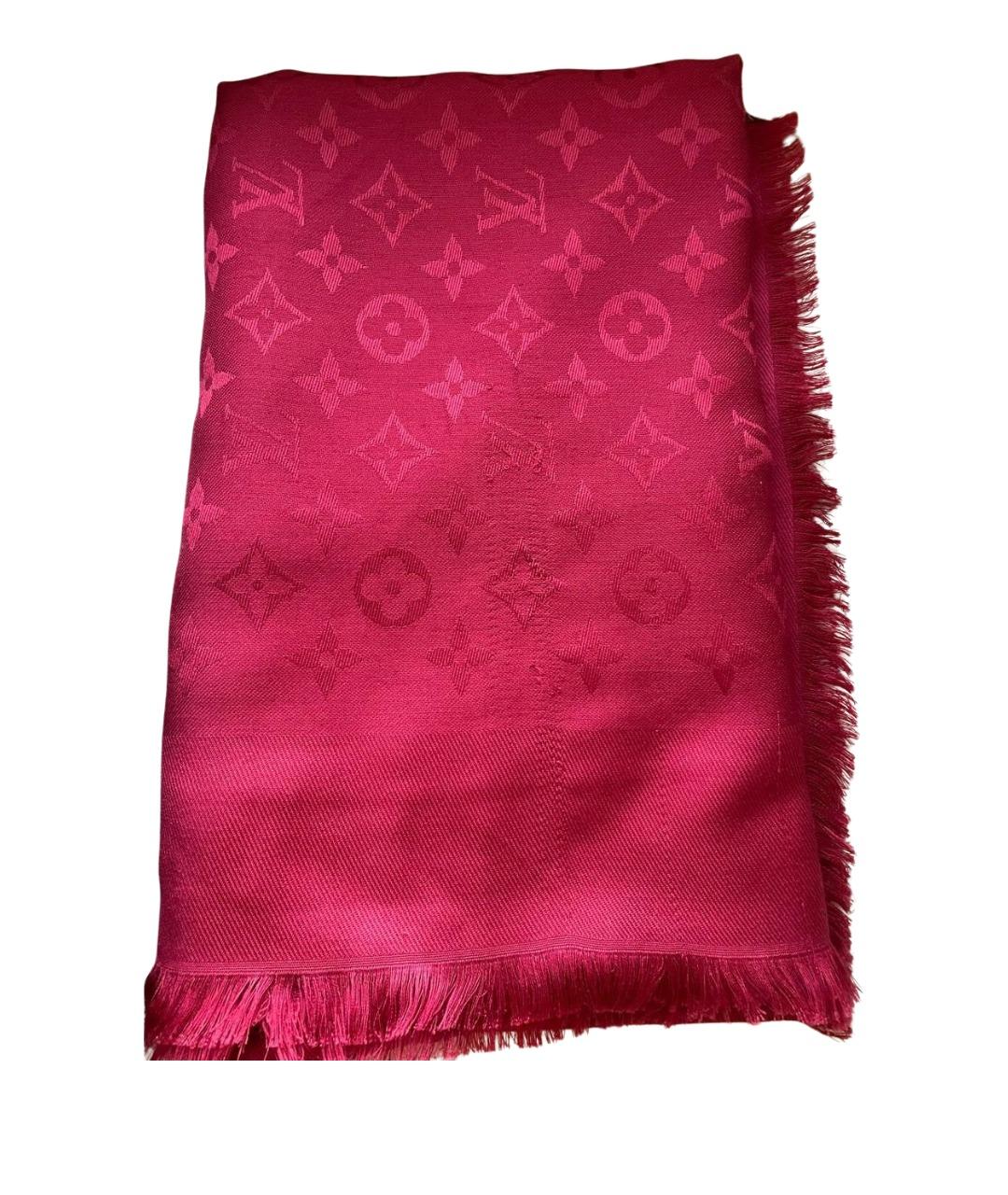 LOUIS VUITTON Бордовый шелковый платок, фото 1