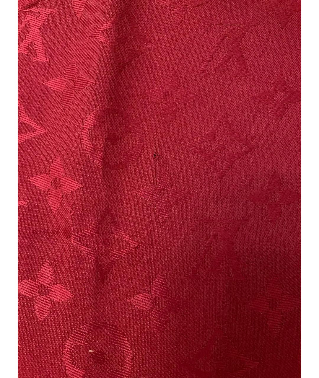 LOUIS VUITTON Бордовый шелковый платок, фото 7