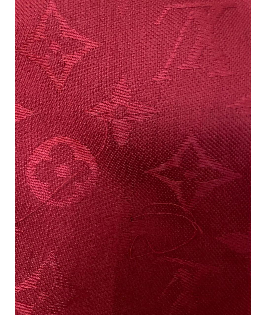 LOUIS VUITTON Бордовый шелковый платок, фото 6