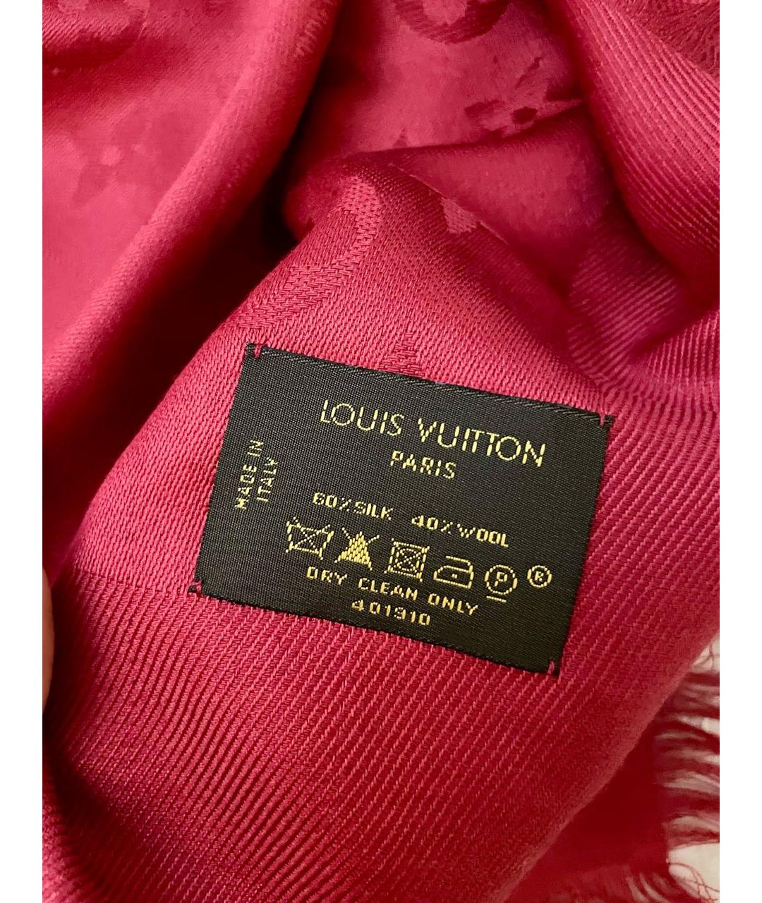 LOUIS VUITTON Бордовый шелковый платок, фото 4