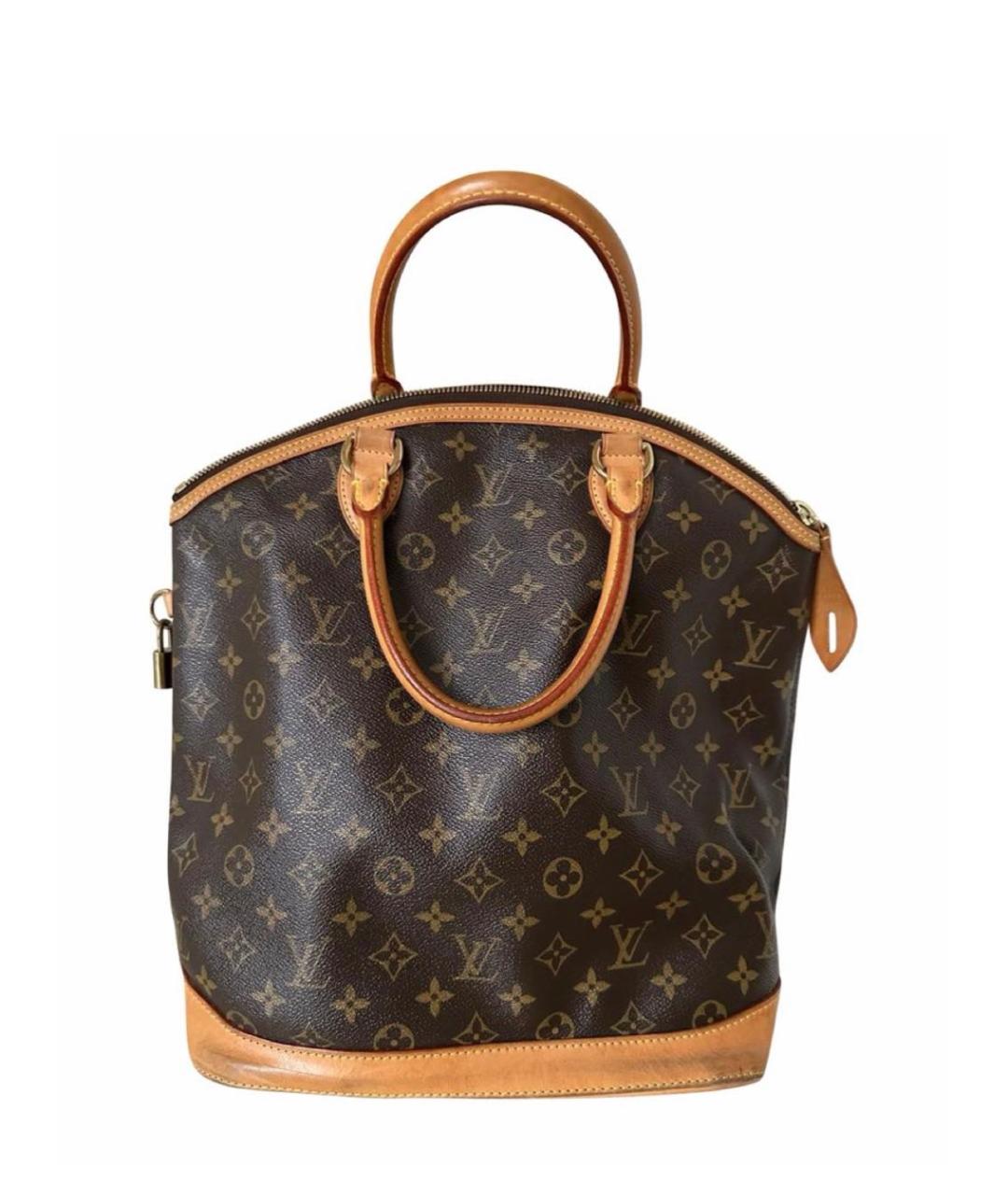 LOUIS VUITTON Коричневая кожаная сумка с короткими ручками, фото 4