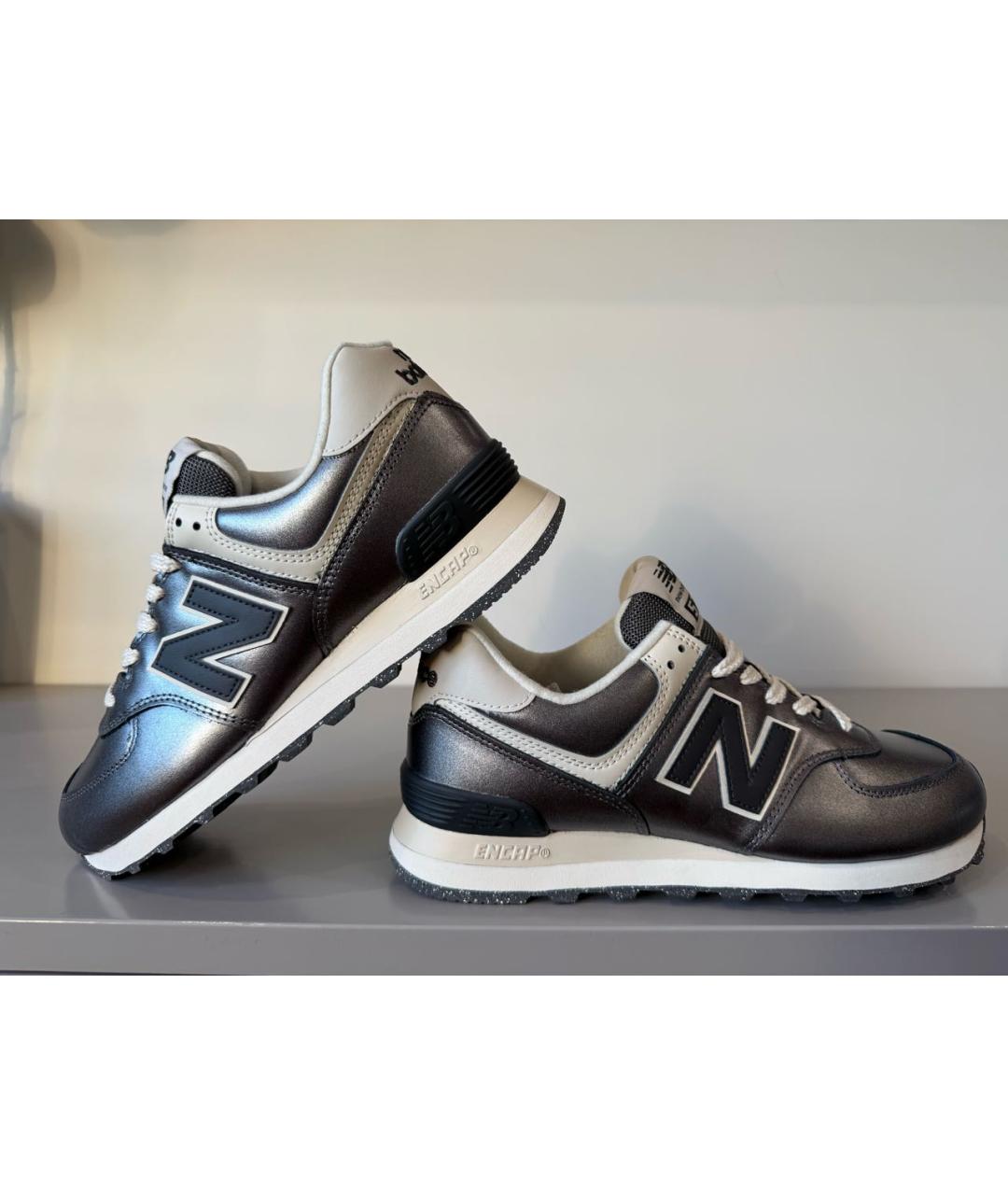 NEW BALANCE Серебряные кожаные кроссовки, фото 2