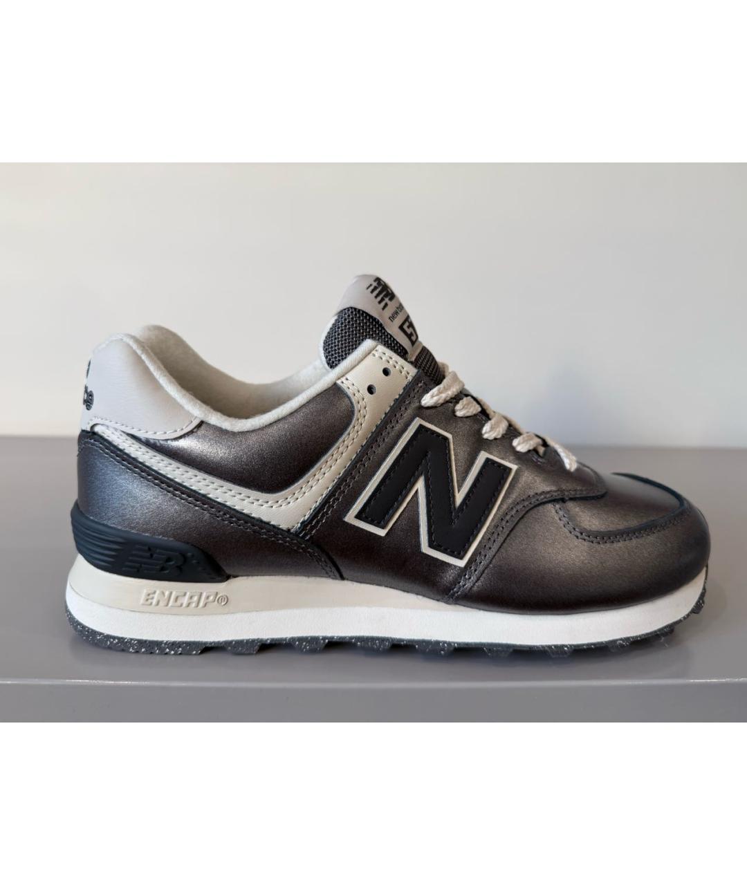 NEW BALANCE Серебряные кожаные кроссовки, фото 5