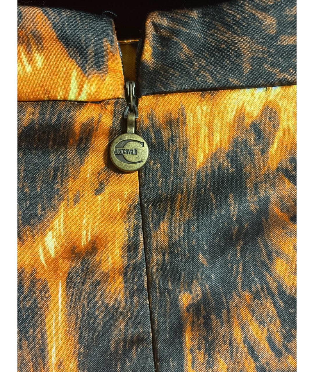 JUST CAVALLI Оранжевая полиэстеровая юбка миди, фото 7