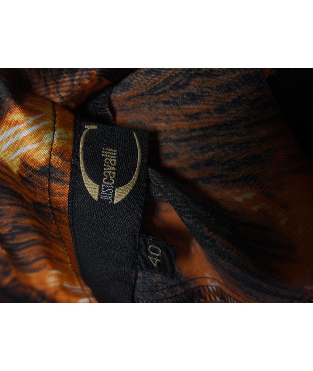 JUST CAVALLI Оранжевая полиэстеровая юбка миди, фото 3