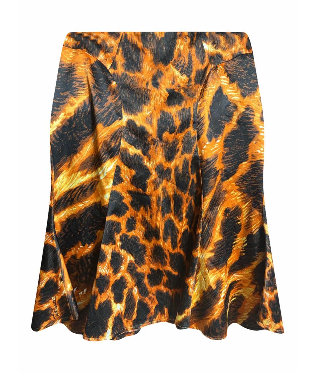 JUST CAVALLI Оранжевая полиэстеровая юбка миди, фото 1