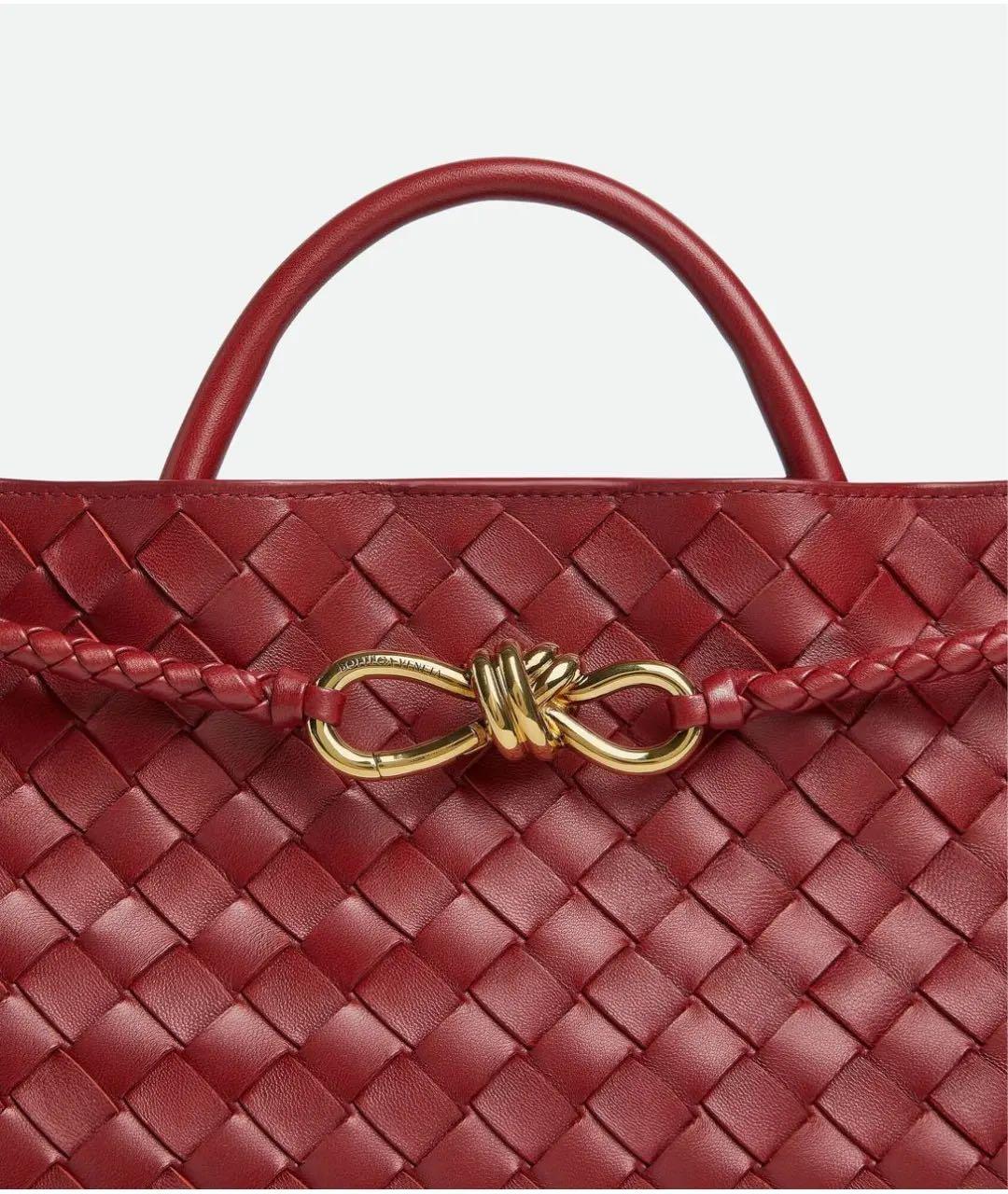 BOTTEGA VENETA Красная кожаная сумка с короткими ручками, фото 4
