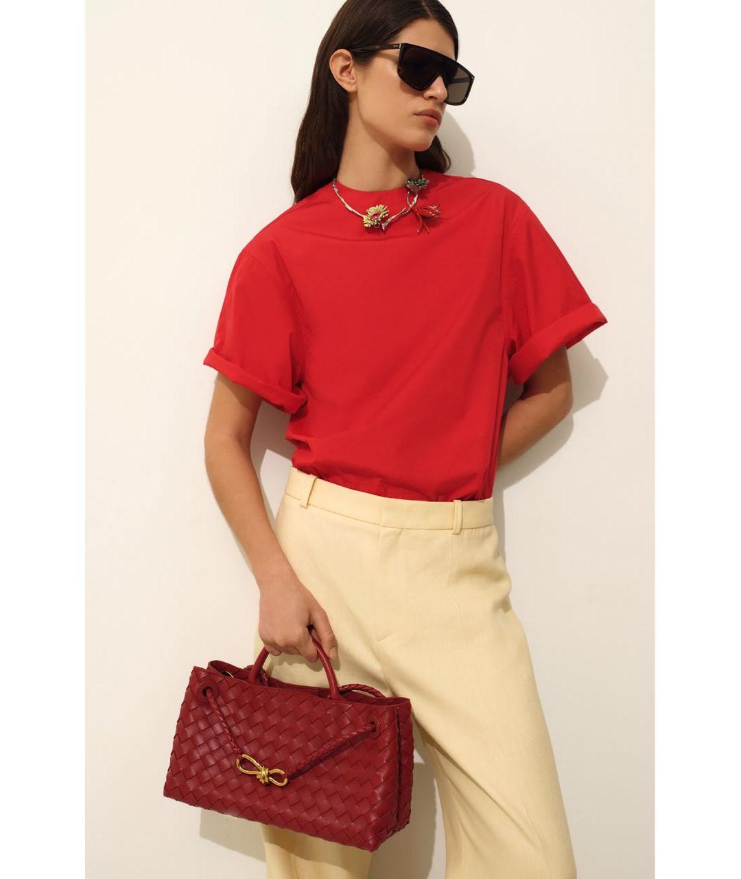 BOTTEGA VENETA Красная кожаная сумка с короткими ручками, фото 2