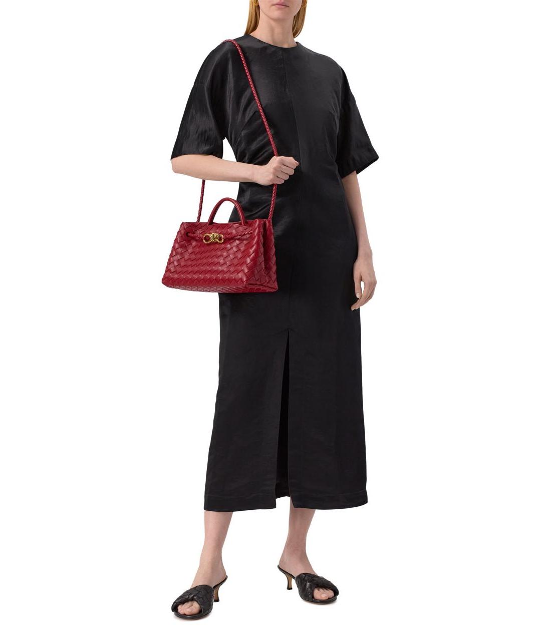 BOTTEGA VENETA Красная кожаная сумка с короткими ручками, фото 5