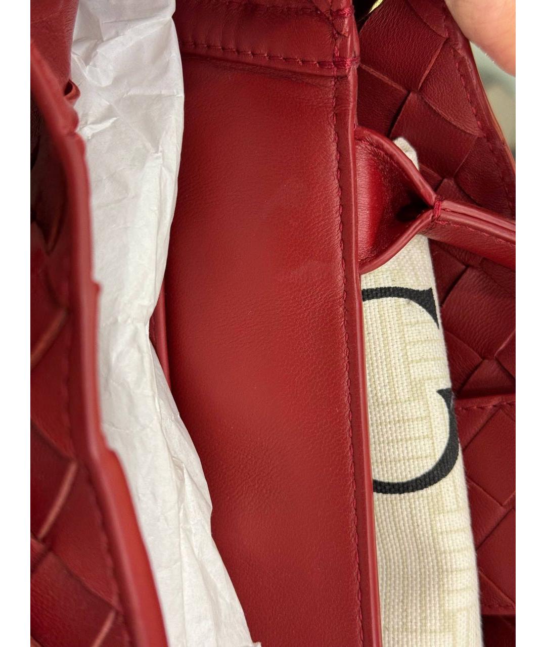 BOTTEGA VENETA Красная кожаная сумка с короткими ручками, фото 7