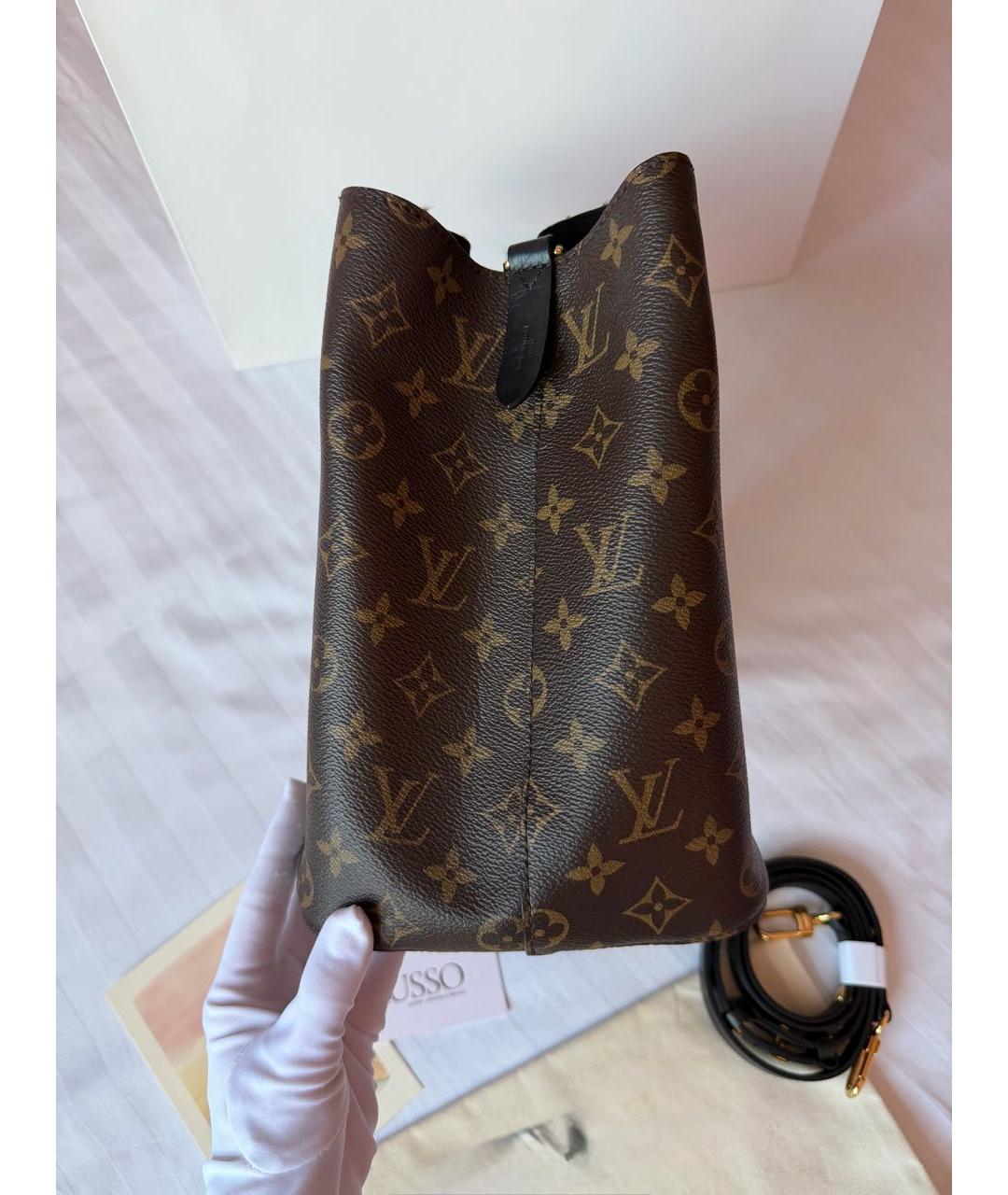 LOUIS VUITTON Коричневая кожаная сумка тоут, фото 7