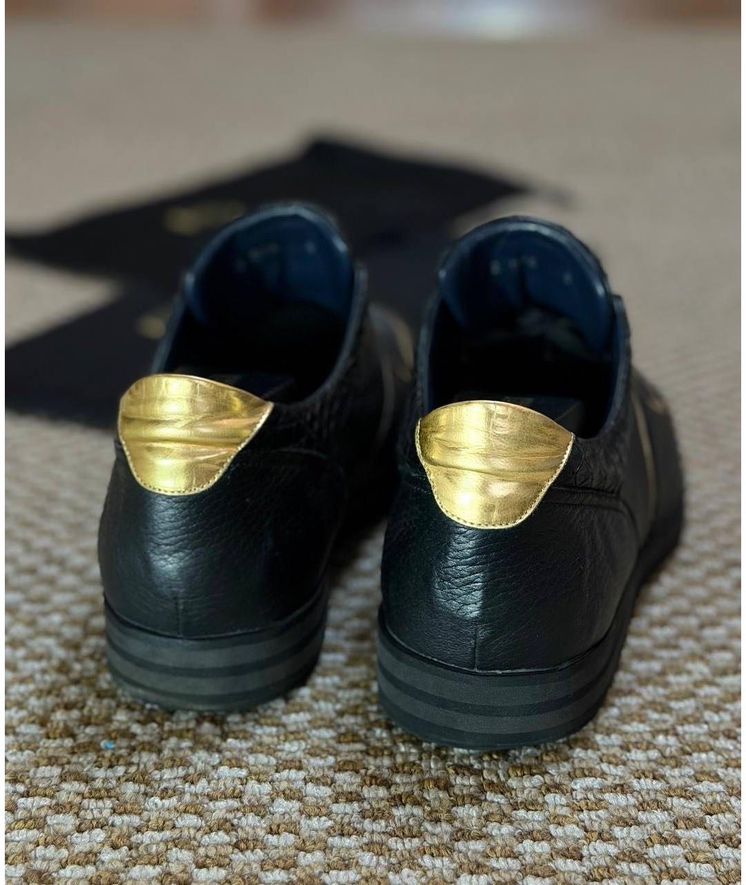 ZILLI Черные кожаные низкие кроссовки / кеды, фото 6