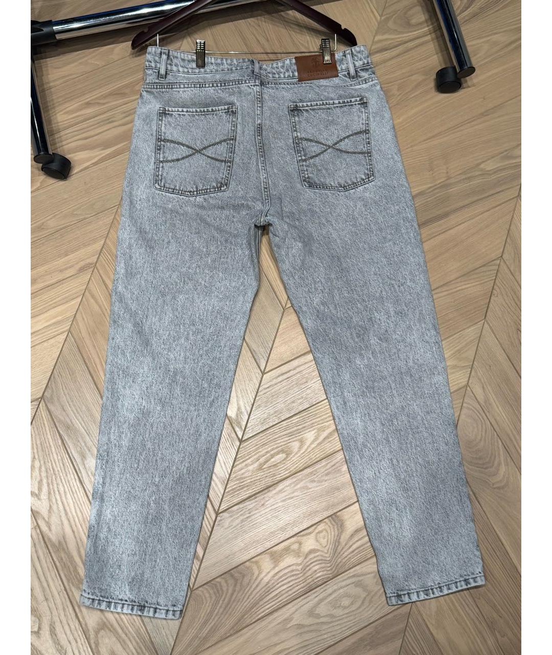 BRUNELLO CUCINELLI Серые хлопковые прямые джинсы, фото 2