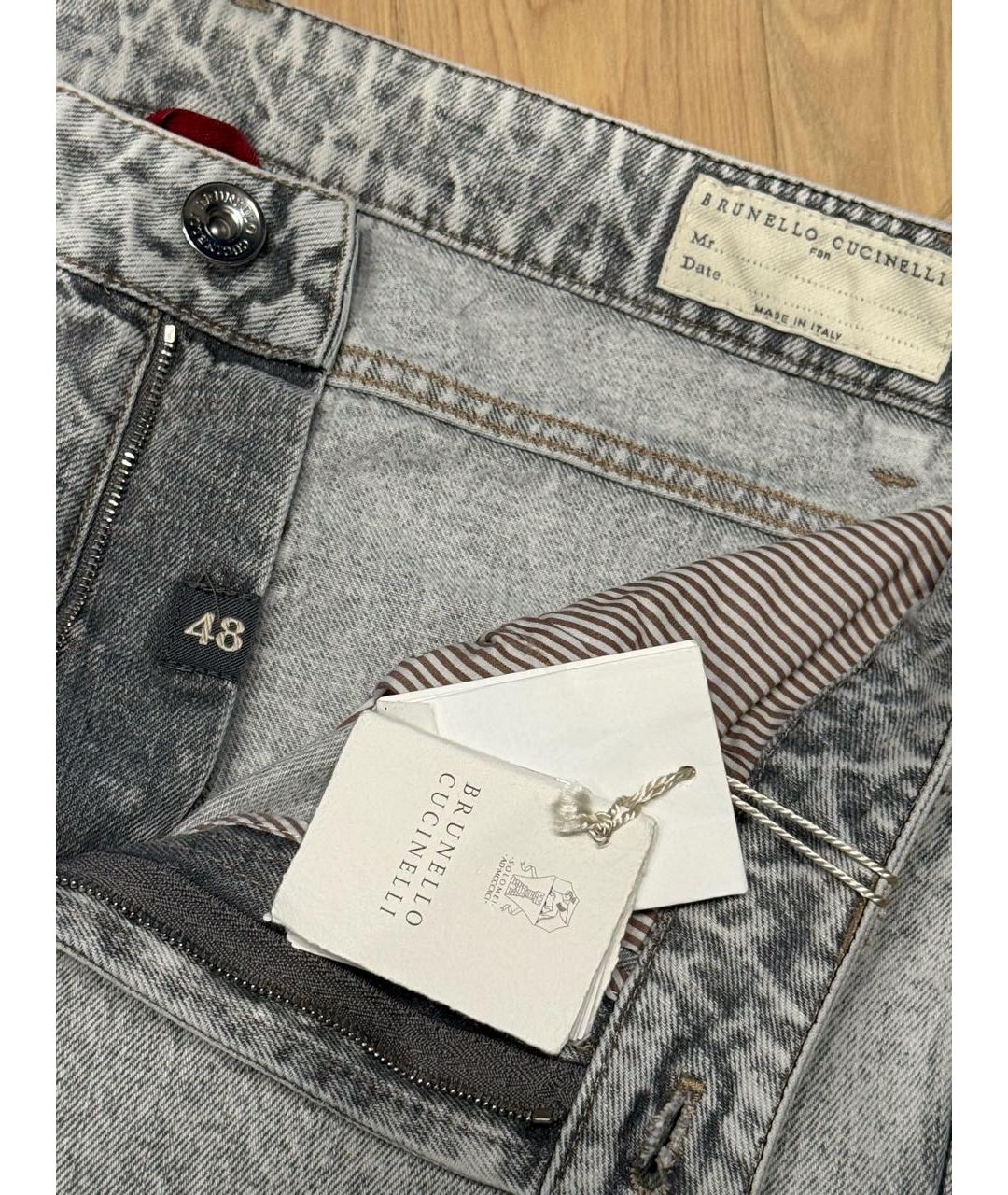 BRUNELLO CUCINELLI Серые хлопковые прямые джинсы, фото 4