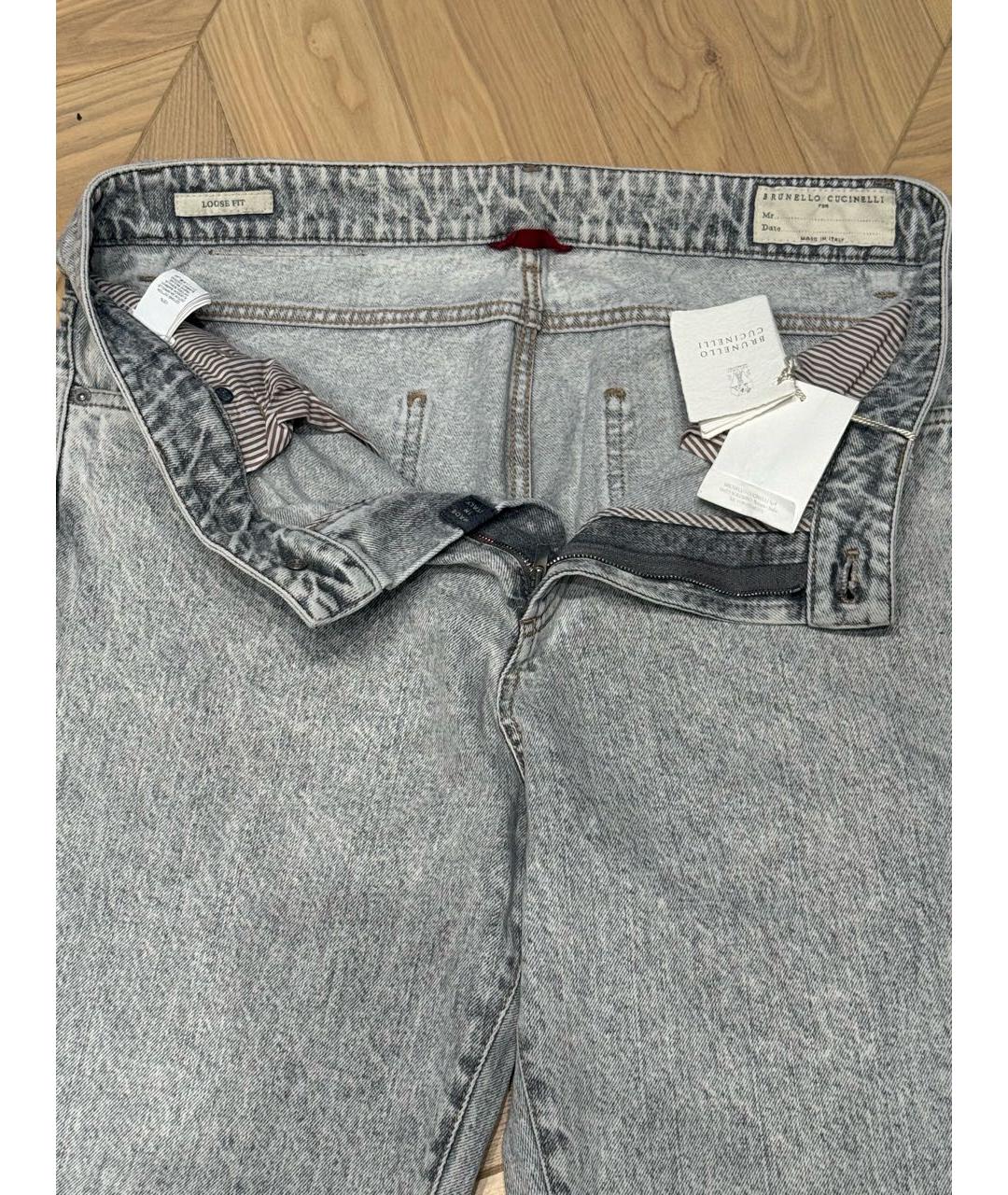 BRUNELLO CUCINELLI Серые хлопковые прямые джинсы, фото 3