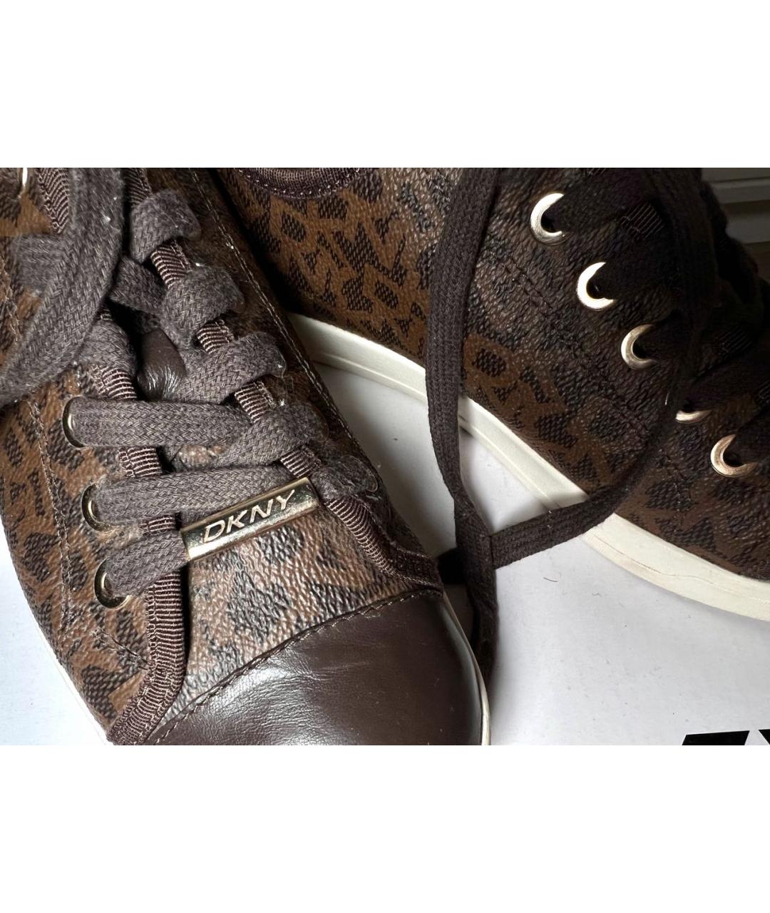 DKNY Коричневые кеды из искусственной кожи, фото 4