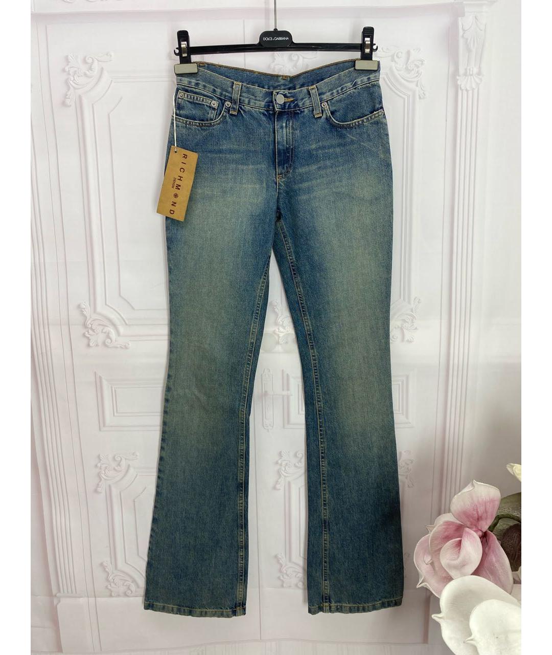 JOHN RICHMOND Синие хлопковые джинсы клеш, фото 9