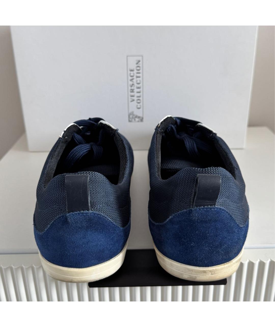 ARMANI COLLEZIONI Темно-синие замшевые низкие кроссовки / кеды, фото 4