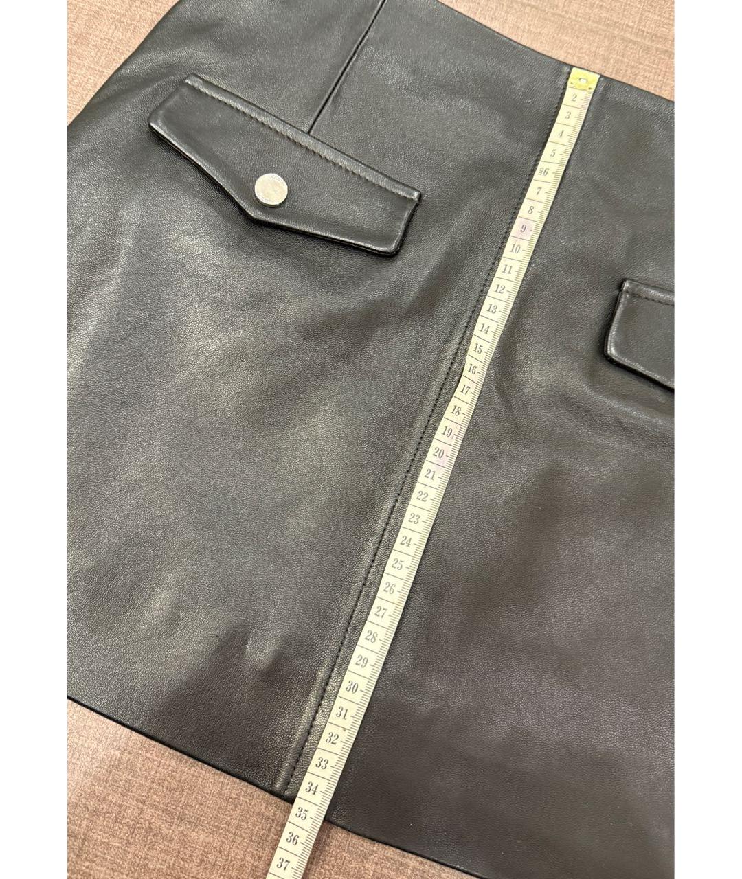 DROME Черная кожаная юбка мини, фото 4
