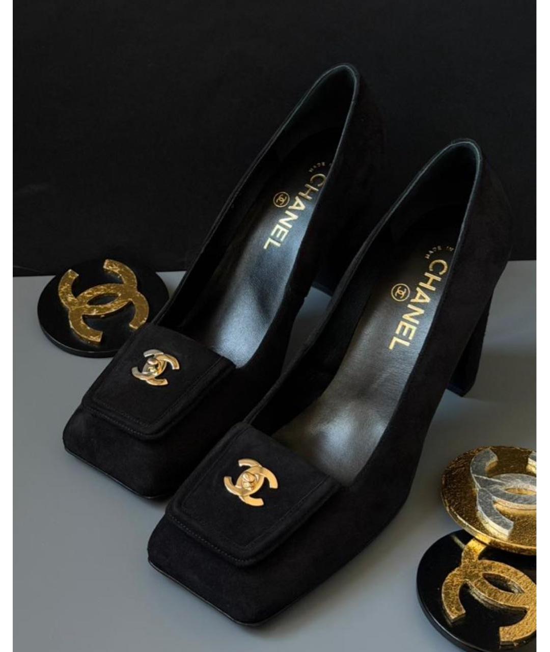CHANEL Черные замшевые туфли, фото 3
